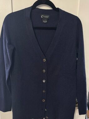 Bloomingdale's Navy V-Neck Button-Front Cashmere Cardigan